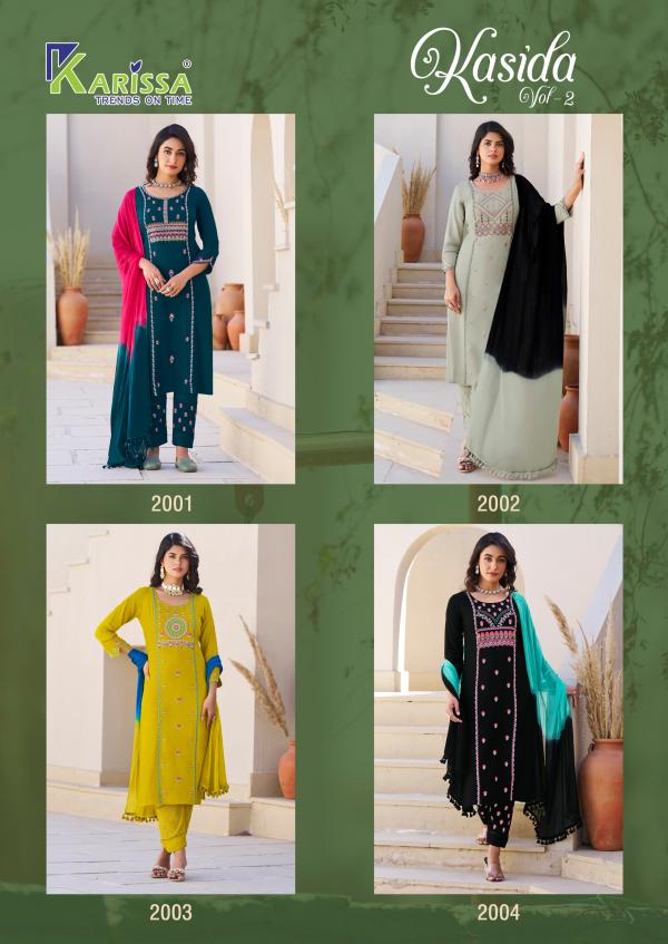 Karissa Kasida Vol 2 Rayon With Thread Work Kurti Bottom With Dupatta