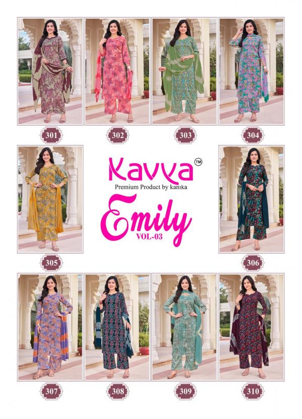 Kavya Emily Vol 3 Capsule Foil Printed Kurti Bottom With Dupatta