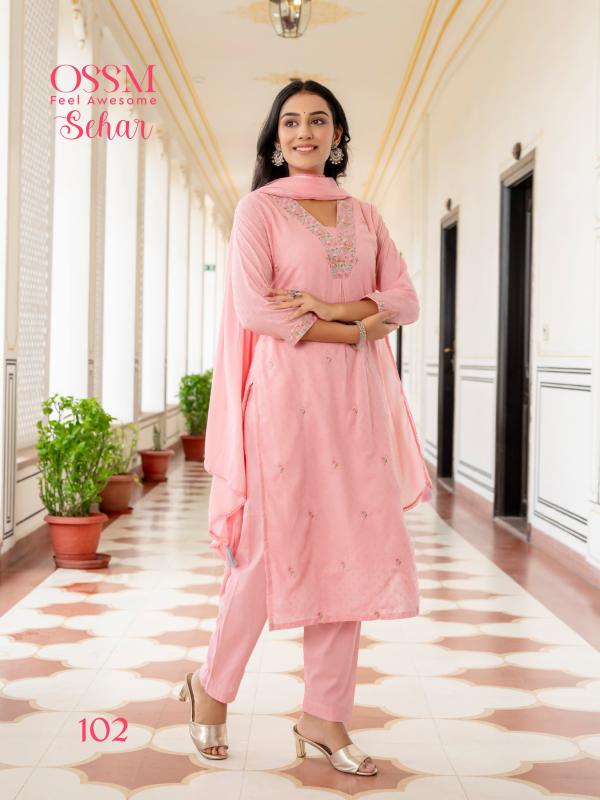 Ossm Sehar Mal Jacquard Dobby Kurti Bottom With Dupatta Collection