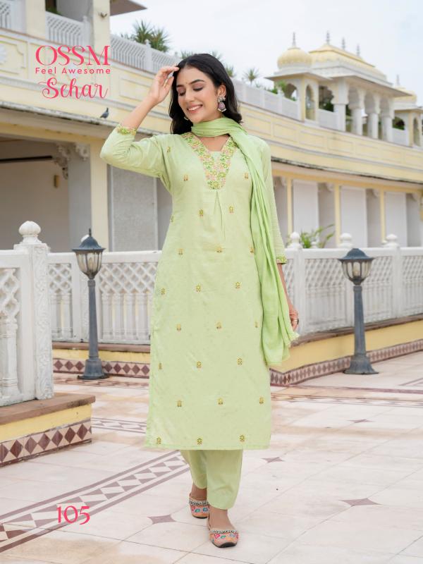 Ossm Sehar Mal Jacquard Dobby Kurti Bottom With Dupatta Collection