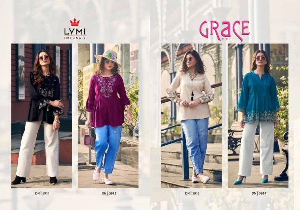 Lymi Grace Viscose With Border Work Ladies Top Collection