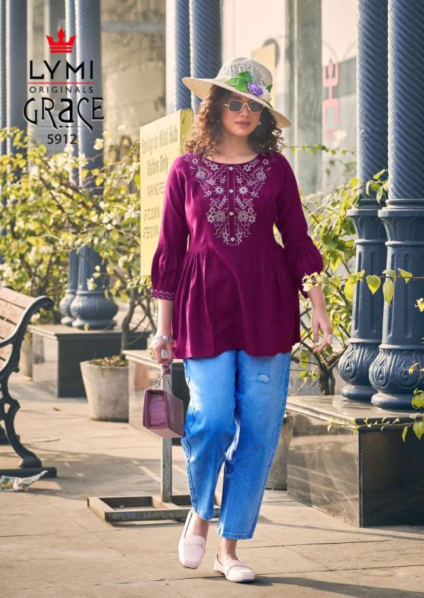 Lymi Grace Viscose With Border Work Ladies Top Collection