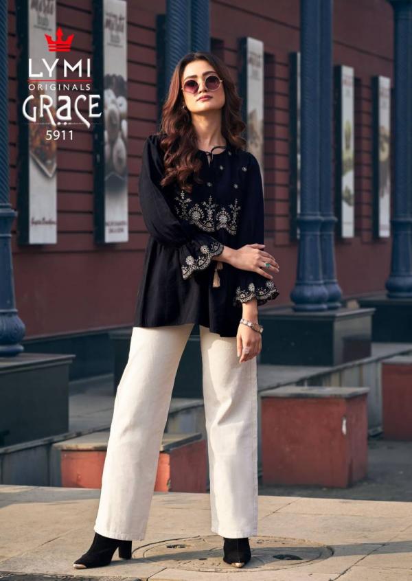 Lymi Grace Viscose With Border Work Ladies Top Collection