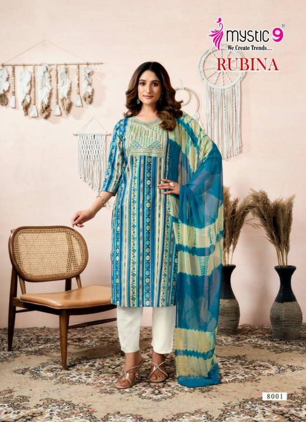 Mystic 9 Rubina Vol 8 Rayon Kurti Bottom With Dupatta Collection