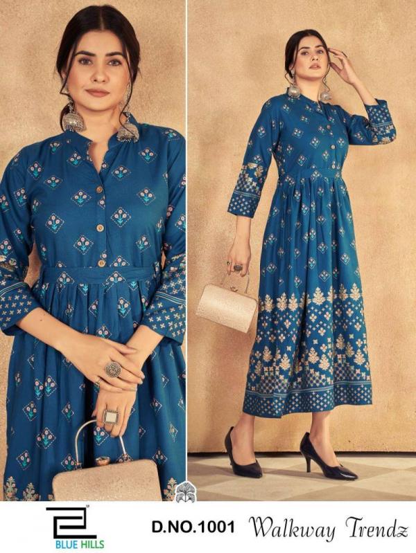 Blue Hills Walkway Trendz Rayon Foil Printed Kurti Collection