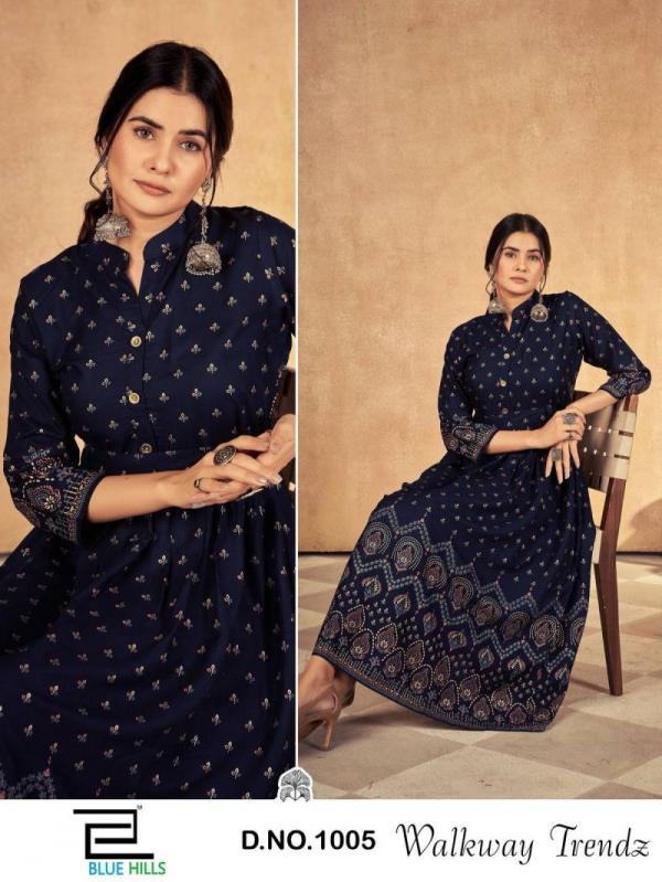 Blue Hills Walkway Trendz Rayon Foil Printed Kurti Collection