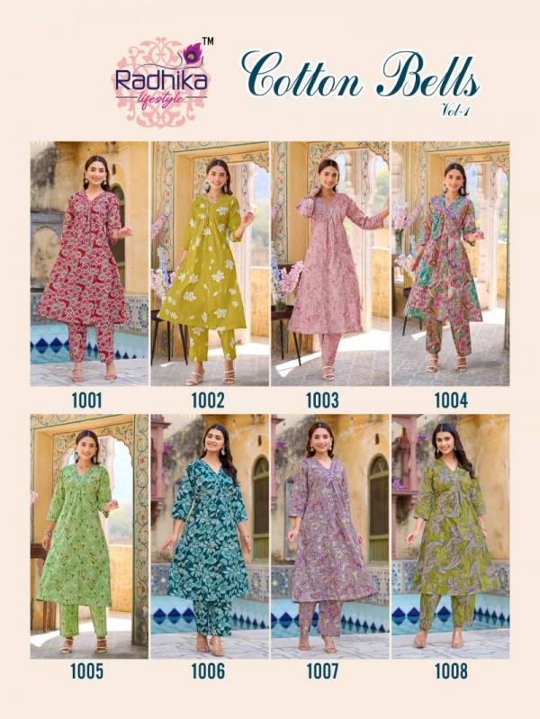 Radhika Cotton Bells Vol 1 Foil Printed Kurti With Bottom Collection