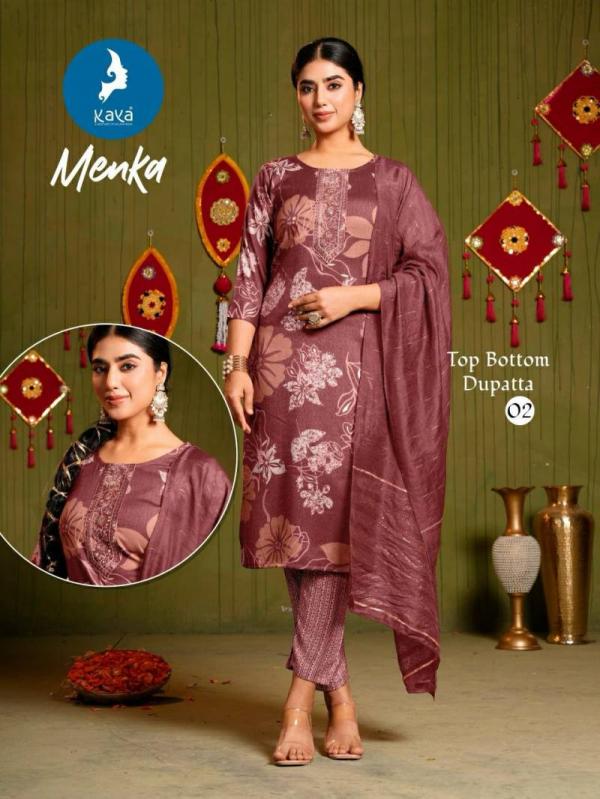 Kaya Menka Two Tone Capsule Printed With Foil Kurti Pant With Dupatta