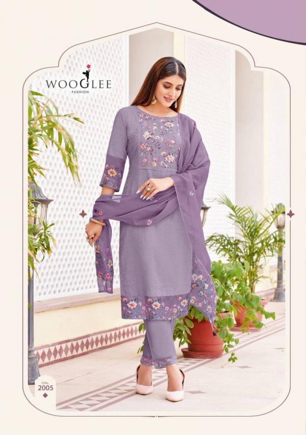 Wooglee Kashmira Cotton Schiffli Kurti Bottom With Dupatta Collection