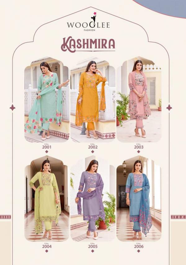 Wooglee Kashmira Cotton Schiffli Kurti Bottom With Dupatta Collection