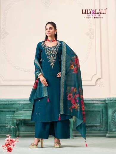 Lily And Lali Nargis Roman Butti Kurti Bottom With Dupatta Collection