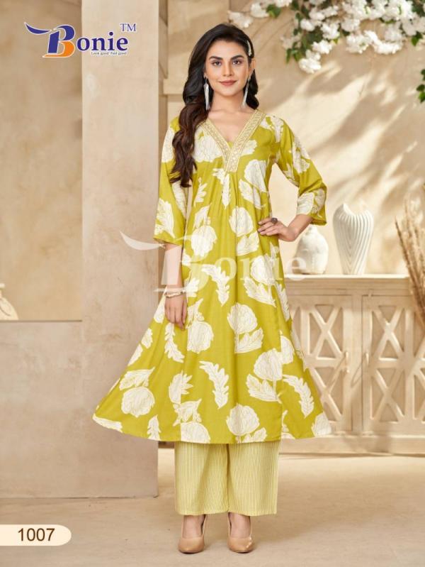 Bonie Rutvi Rayon Printed Kurti With Bottom Collection