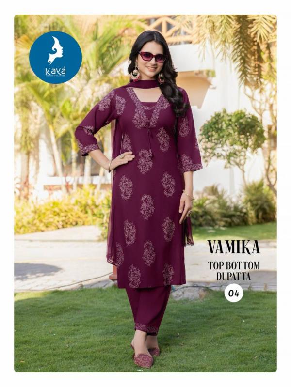 Kaya Vamika Rayon Printed Kurti Pant With Dupatta Collection