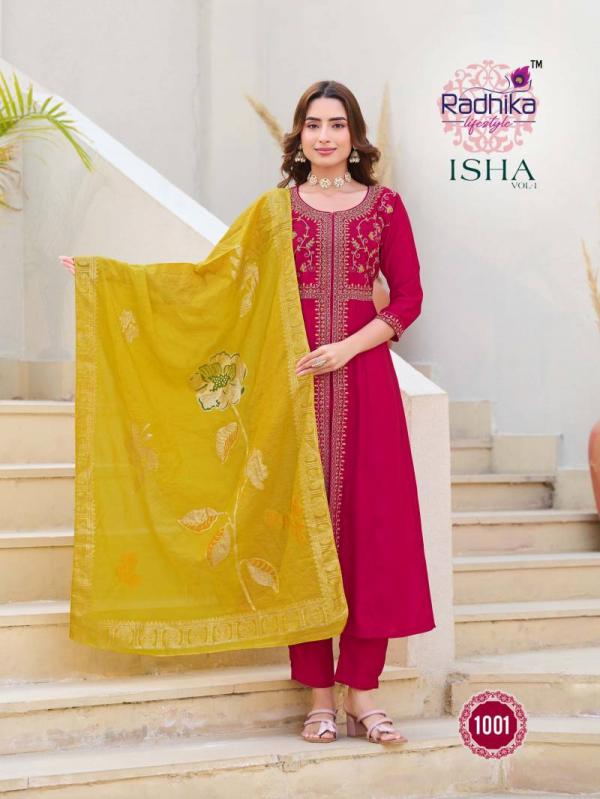 Radhika Isha Vol 1 Roman Silk Kurti Bottom With Dupatta