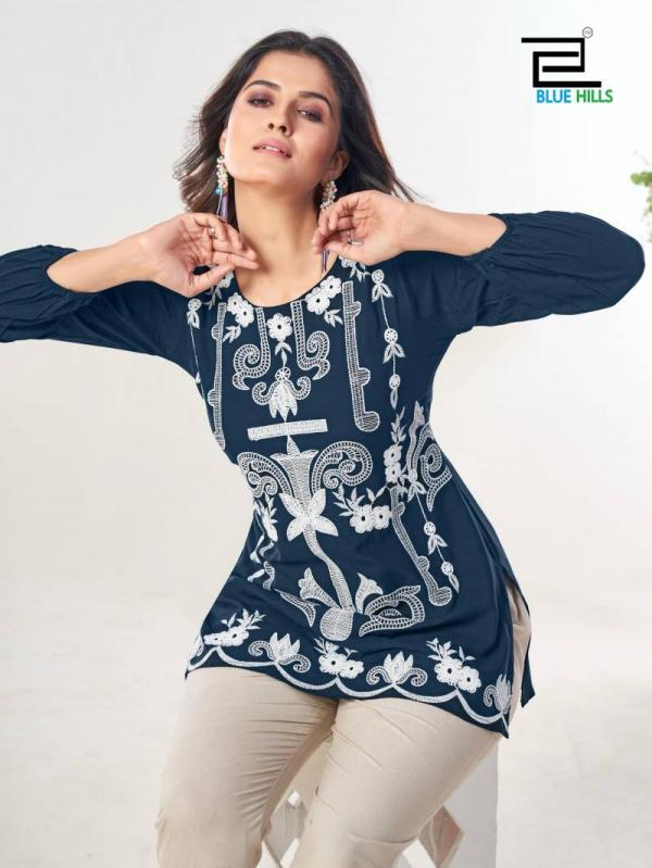 Blue Hills Rabbit Rayon With Embroidery Work Tops Collection