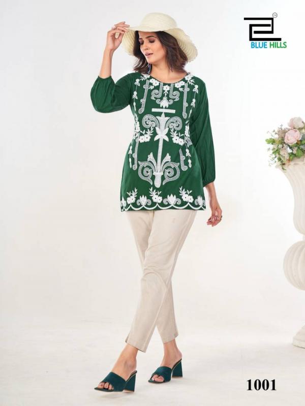 Blue Hills Rabbit Rayon With Embroidery Work Tops Collection