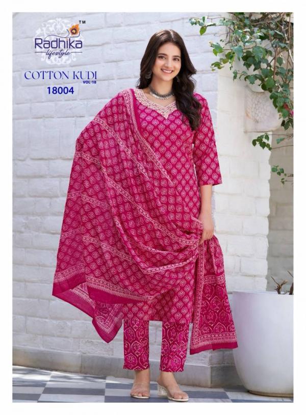 Radhika Cotton Kudi Vol 18 Cotton Kurti Pant With Dupatta Collection