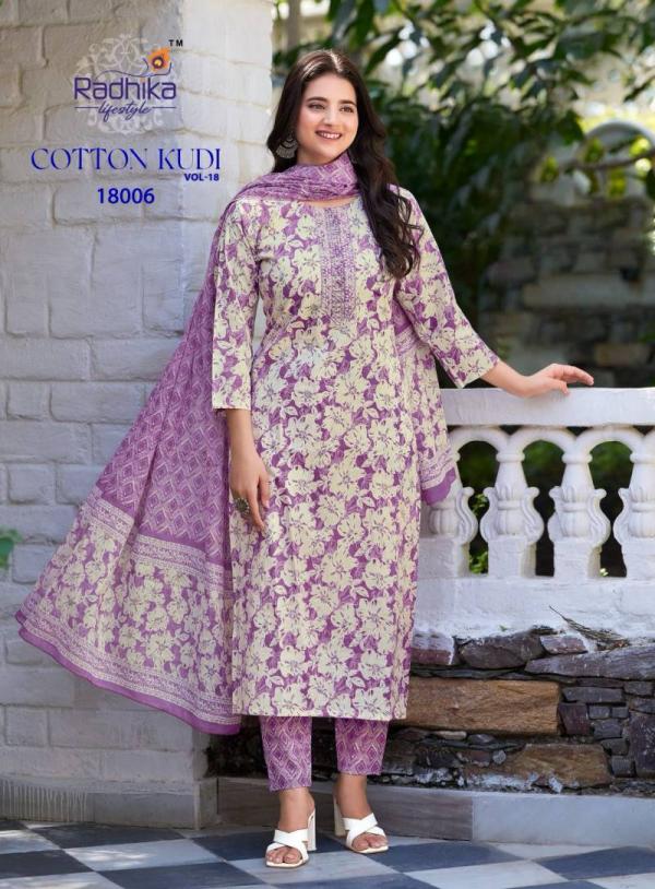 Radhika Cotton Kudi Vol 18 Cotton Kurti Pant With Dupatta Collection