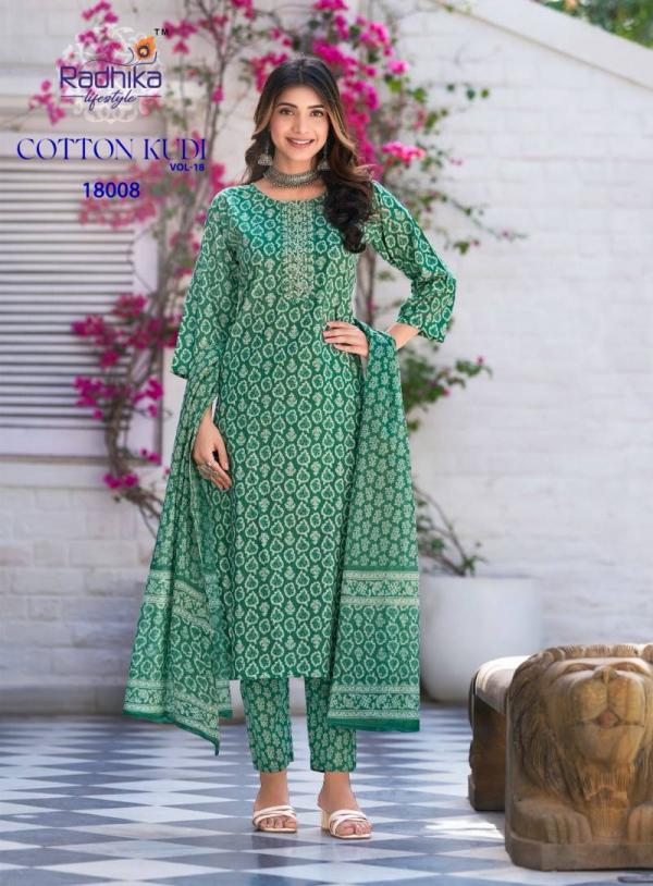 Radhika Cotton Kudi Vol 18 Cotton Kurti Pant With Dupatta Collection