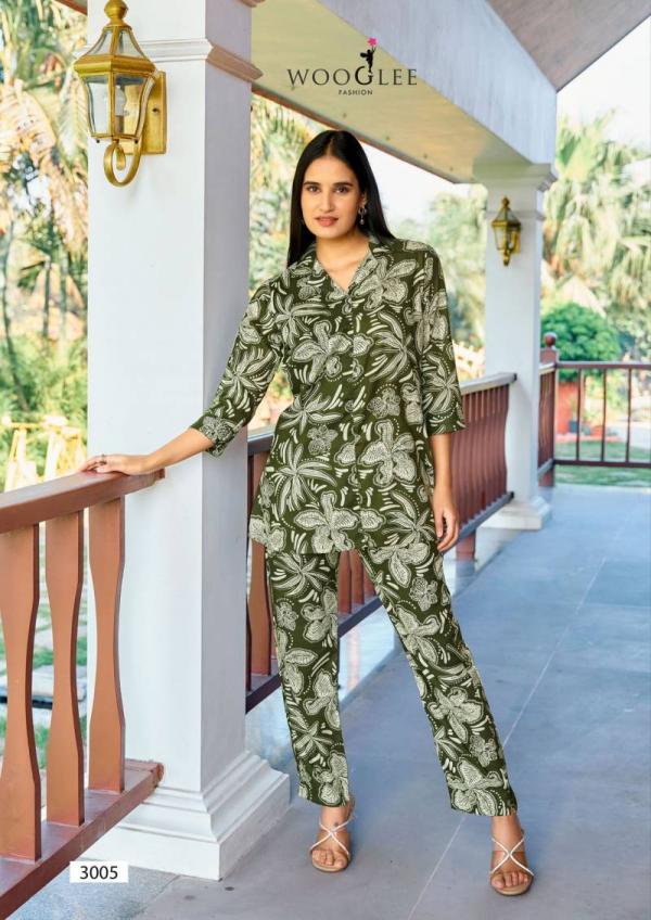 Wooglee Rolex Rayon Printed Fancy Co Ord Set Collection