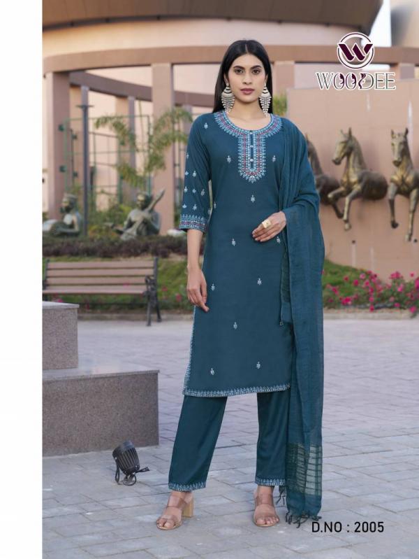 Woodee Orra Rayon Slub Kurti Bottom With Dupatta Collection