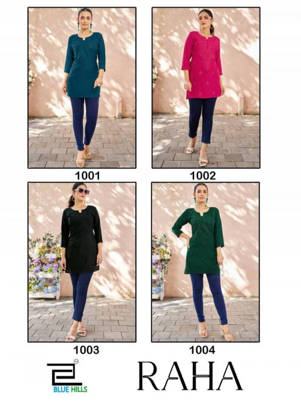 Blue Hills Raha Viscose Modal With Lucknowi Work Short Kurti