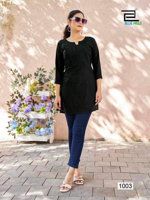 Blue Hills Raha Viscose Modal With Lucknowi Work Short Kurti