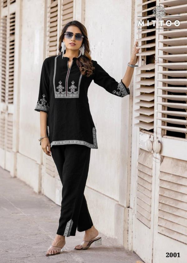 Mittoo Korra Viscose Slub Print With Handwork Co Ord Set Collection