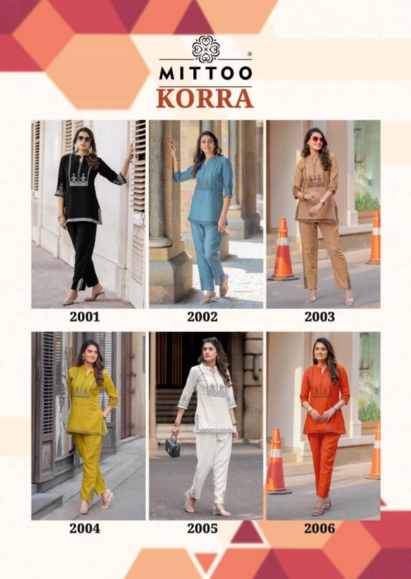 Mittoo Korra Viscose Slub Print With Handwork Co Ord Set Collection