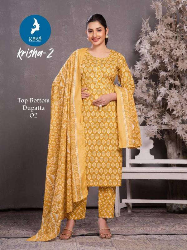 Kaya Krisha 2 Cotton Printed Kurti Pant With Dupatta Collection