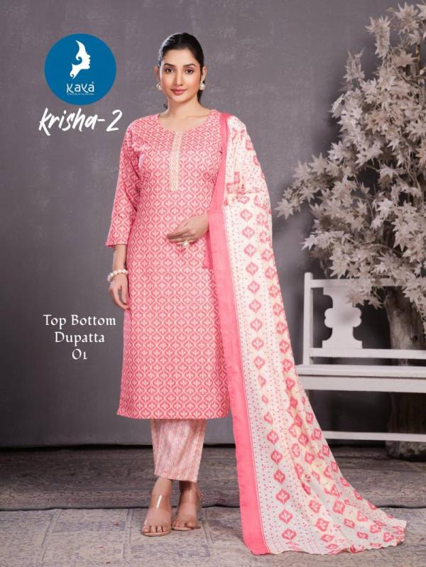 Kaya Krisha 2 Cotton Printed Kurti Pant With Dupatta Collection