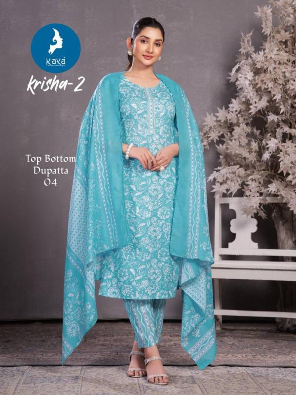 Kaya Krisha 2 Cotton Printed Kurti Pant With Dupatta Collection