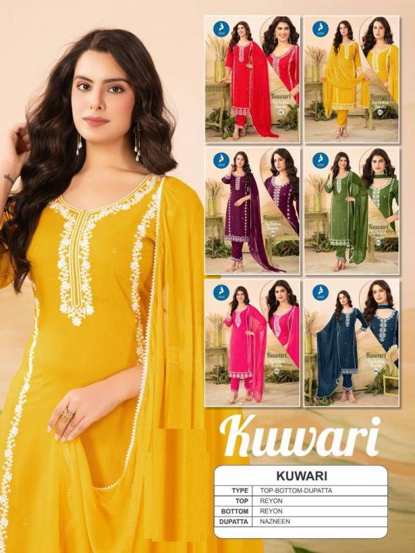 Kaya Kuwari Rayon Straight Cut Kurti Pant With Dupatta Collection