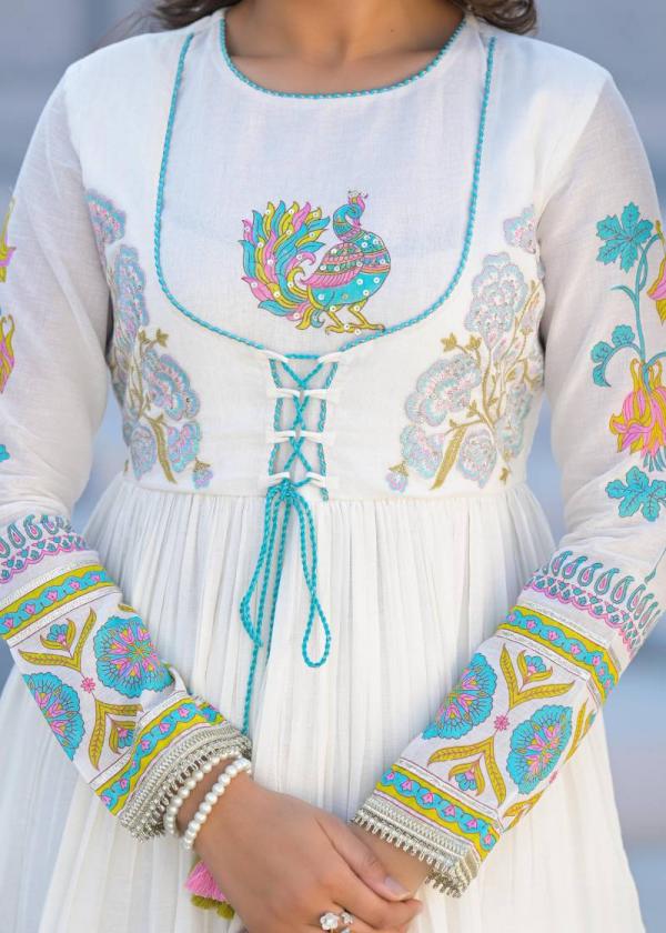 Tanyaa P 273 Cotton Anarkali Fancy Kurti Bottom With Dupatta