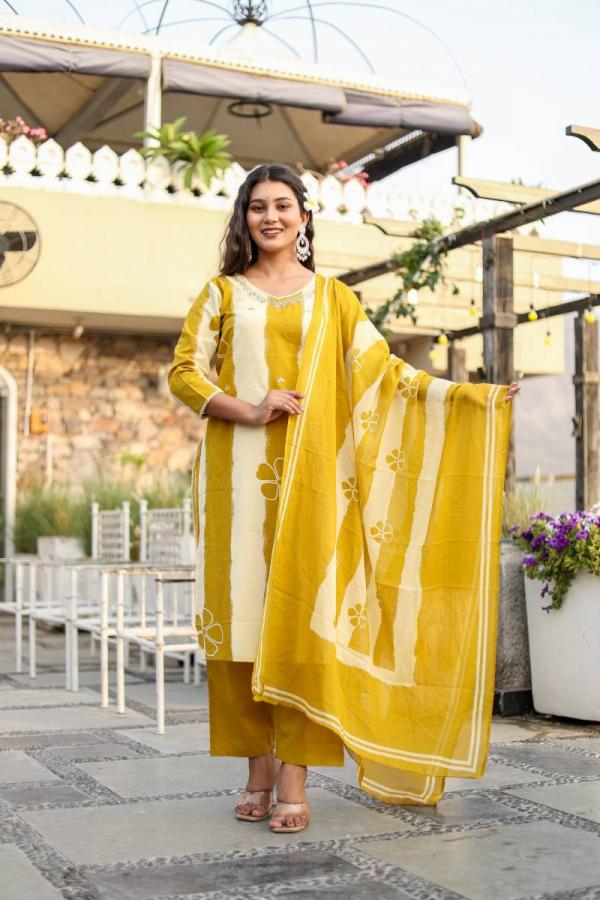 Tanyaa P 270 Cotton Handwork Touchup Kurti Bottom With Dupatta