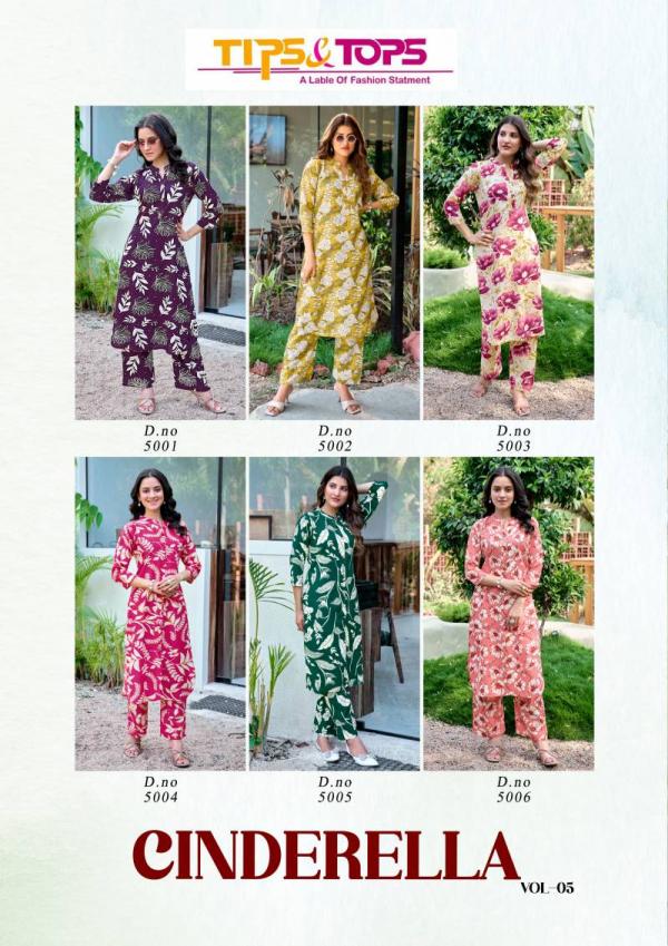 Tips And Tops Cinderella Vol 5 Rayon Printed Co Ord Set