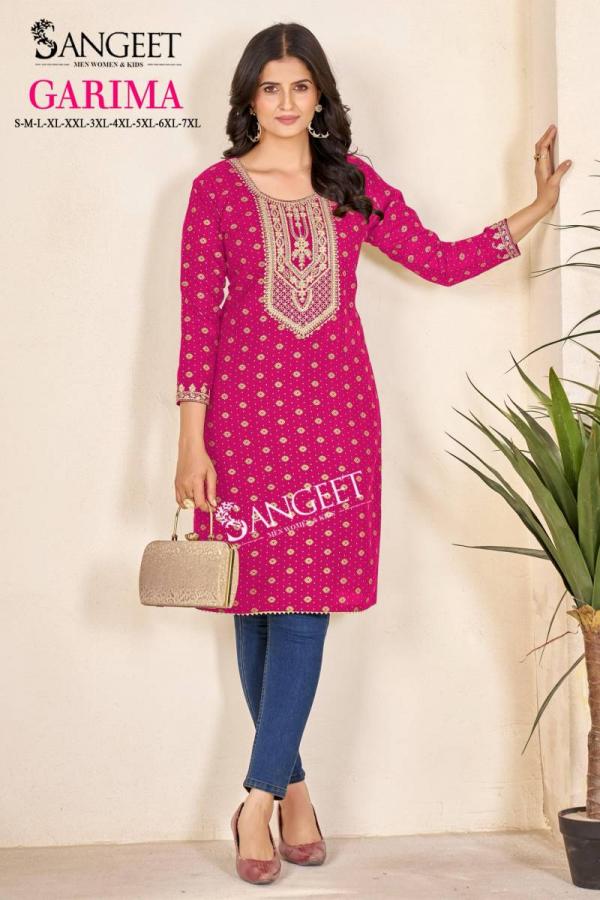 Sangeet Garima Rayon Multi Gold Embroidered Kurti Collection