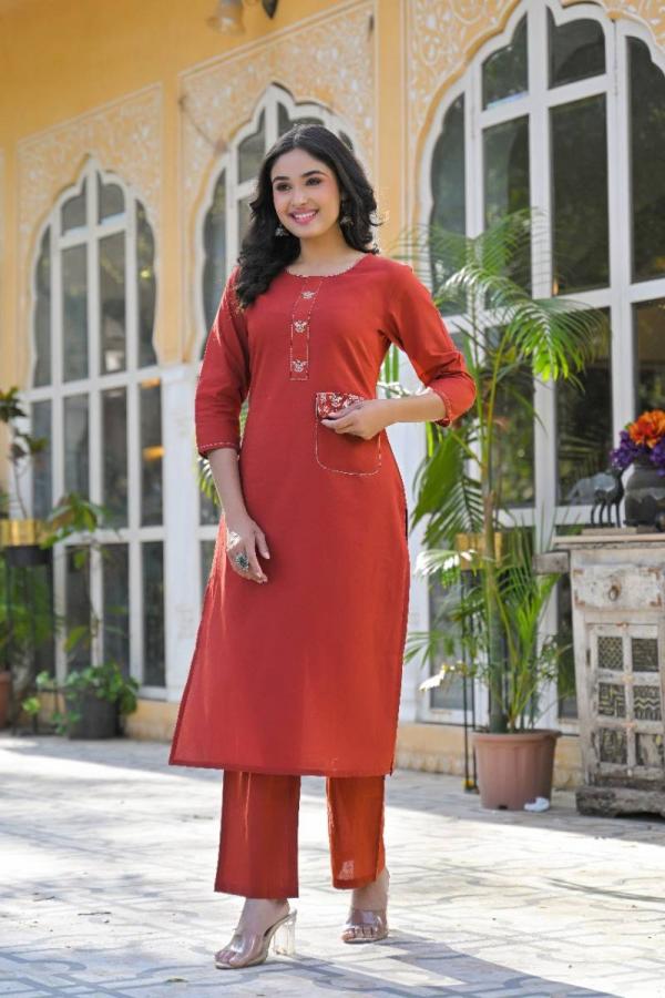 Tanyaa P 291 Cotton Handwork Touchup Kurti With Bottom