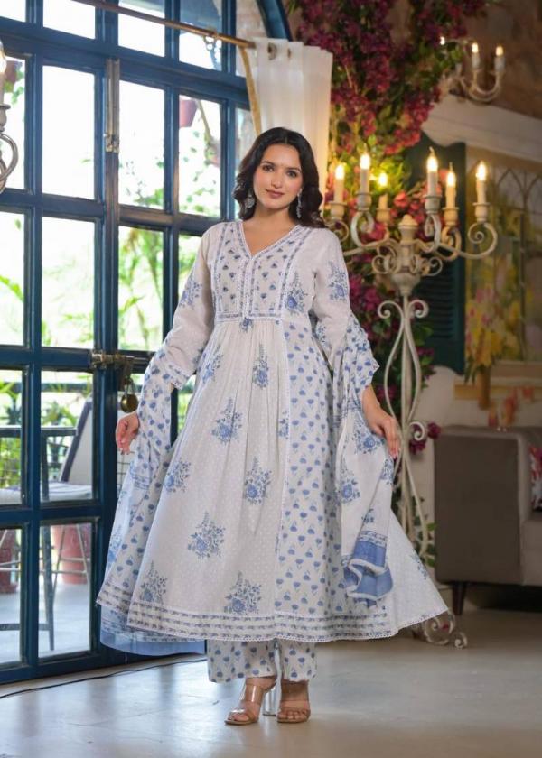 Tanyaa P 292 Mul Cotton Handwork Touchup Anarkali Readymade Suit