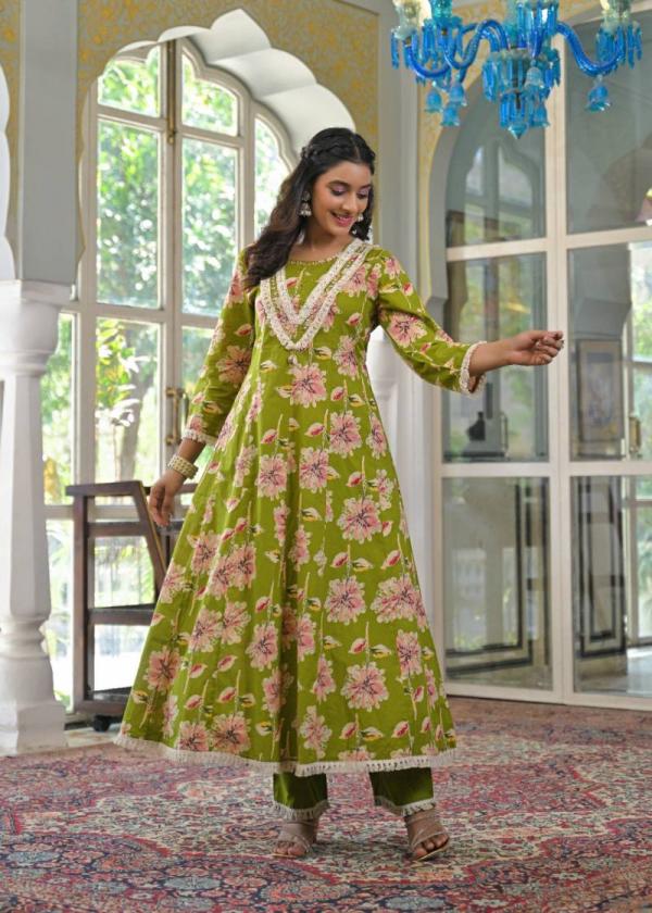 Tanyaa P 299 Mul Cotton Handwork Touchup Anarkali Readymade Suit