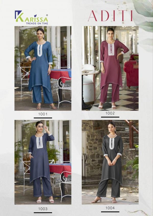 Karissa Aditi Fancy Denim With Thread Work Co Ord Set Collection