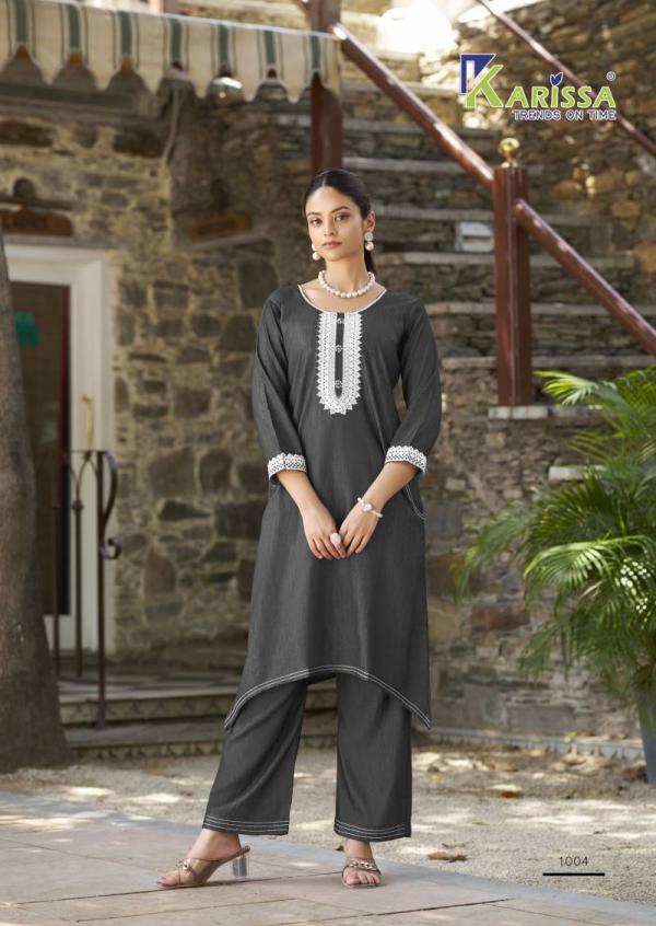 Karissa Aditi Fancy Denim With Thread Work Co Ord Set Collection