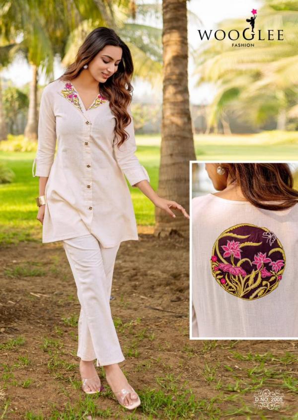 Wooglee Zeel Cotton Flex Thread With Hand Work Co Ord Set