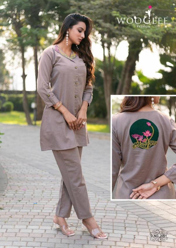 Wooglee Zeel Cotton Flex Thread With Hand Work Co Ord Set