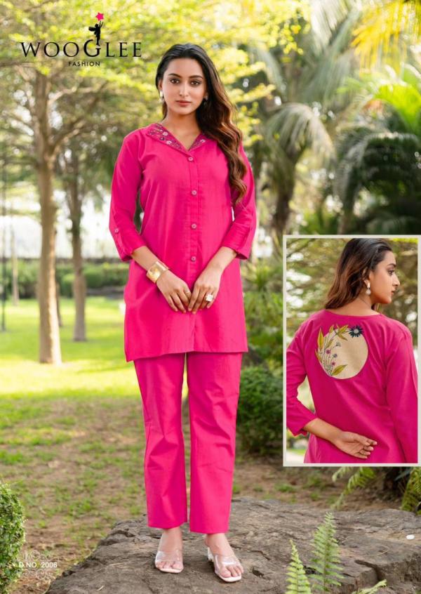 Wooglee Zeel Cotton Flex Thread With Hand Work Co Ord Set