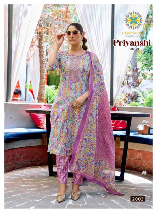 Priyanshi Vol 2 By Passion Tree Straight Cotton Ready Made Collection