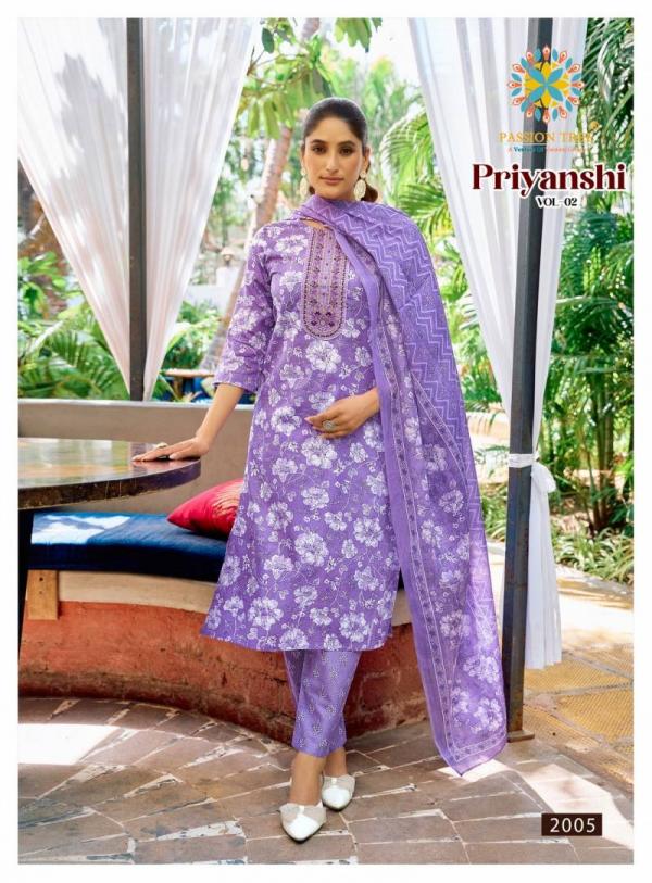 Priyanshi Vol 2 By Passion Tree Straight Cotton Ready Made Collection