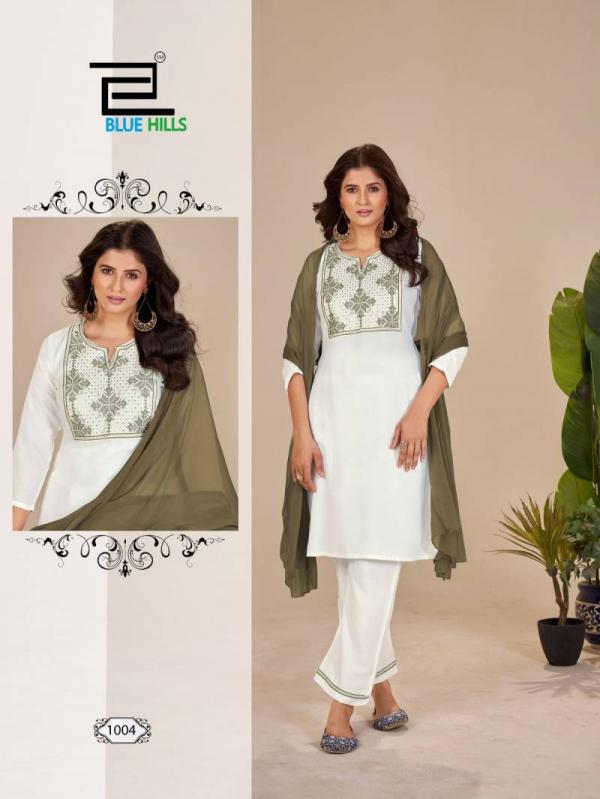 Blue Hills Juliet Rayon Embroidered Kurti Bottom With Dupatta