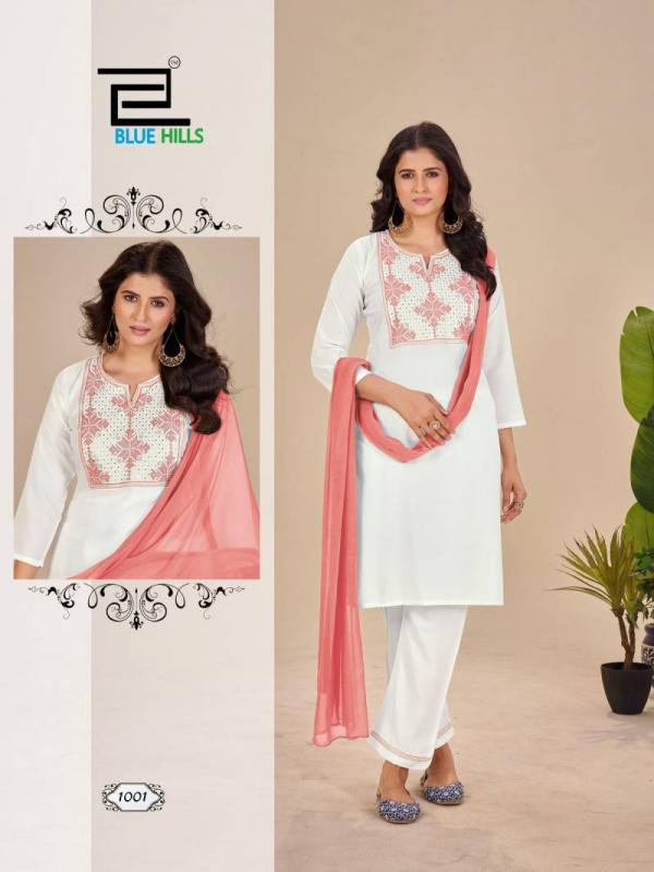 Blue Hills Juliet Rayon Embroidered Kurti Bottom With Dupatta