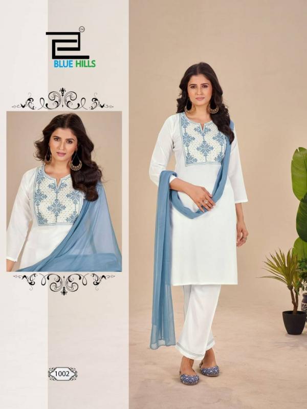 Blue Hills Juliet Rayon Embroidered Kurti Bottom With Dupatta